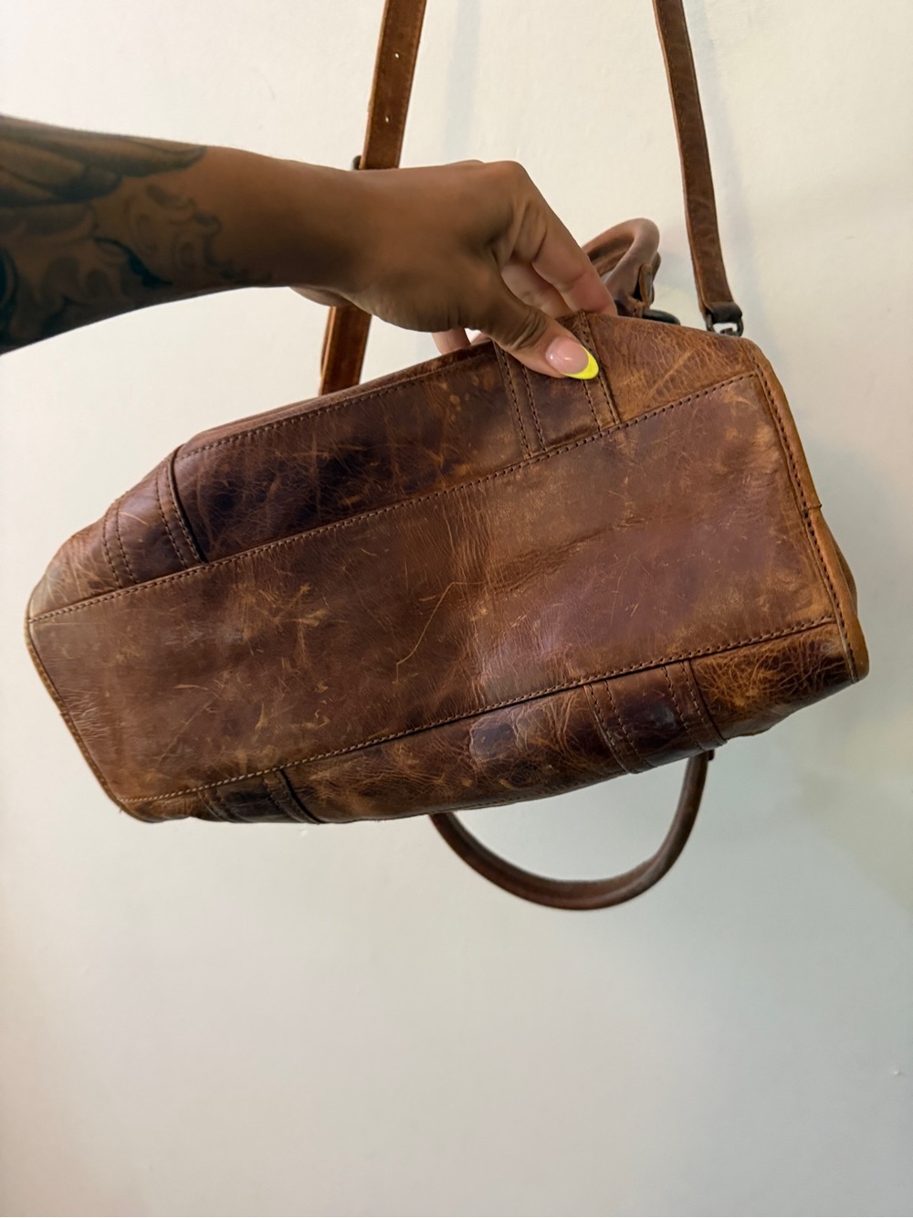 FRYE MELISSA SATCHEL BROWN LEATHER SHOULDER TOTE CROSSBODY - Picture 7 of 13